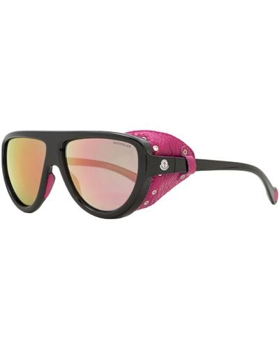 Moncler Shield Sunglasses Ml0089 Black/pink Leather 57mm