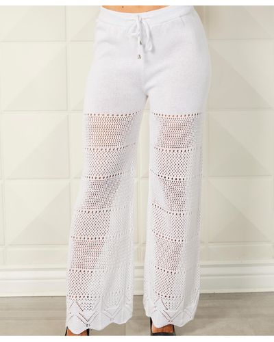 French Kyss Crochet Detail Pant - White