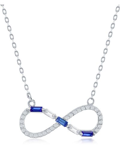 Simona Sterling Silver Round & Baguette Cz Infinity Necklace - Simulated Gem - Metallic