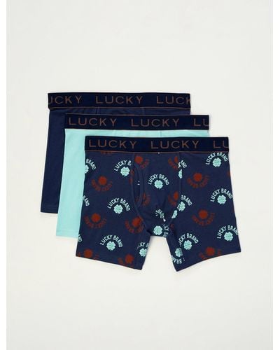 Lucky Brand 3 Pack Stretch Boxer Briefs - Blue