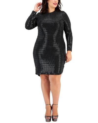 B Darlin Plus Metallic Embellished Bodycon Dress - Black