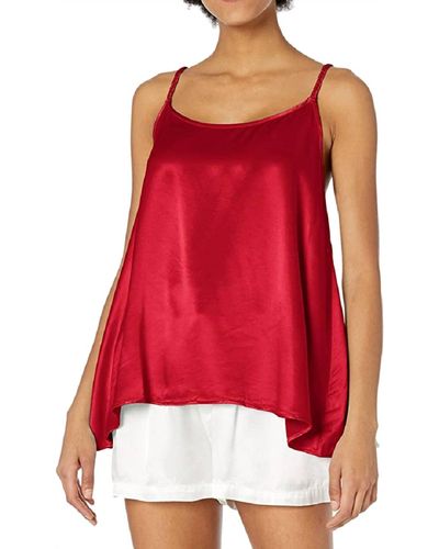PJ Harlow Daisy Satin Tank With Braided Straps & Elastic Back - Red
