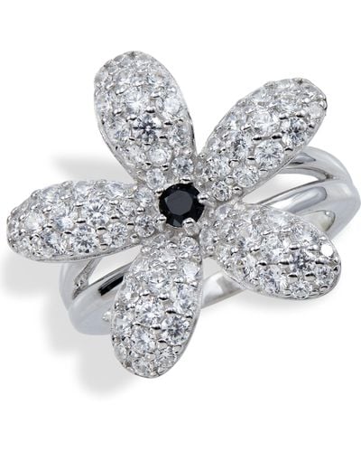 Savvy Cie Jewels Sterling Black Spinel Flower - Metallic