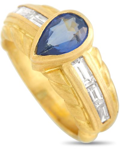 Judith Ripka 18k Gold Diamond And Sapphire Ring - Yellow