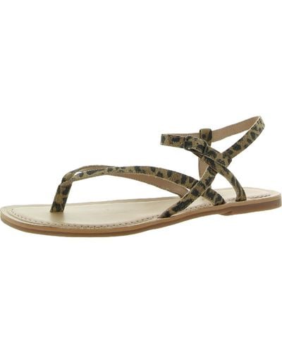 Lucky Brand Bylee Faux Leather Ankle Strap Flat Sandals - Metallic
