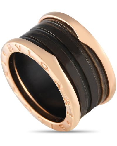 BVLGARI B. Zero1 18k Rose Gold Ceramic 4-band Ring - Black