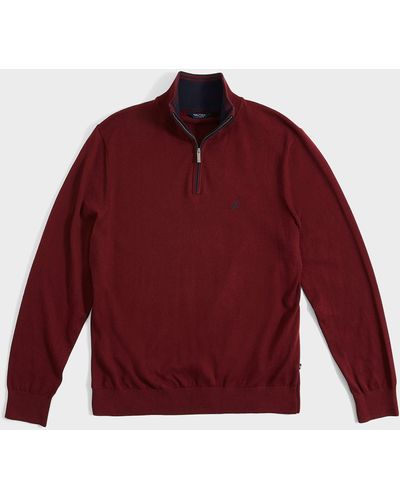 Nautica Big & Tall Navtech Quarter-zip Sweater - Red