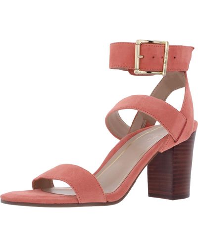 Vionic Sofia Suede Ankle Strap Block Heels - Pink