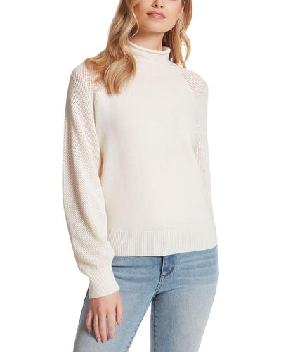 Jessica Simpson Saskia Mock Neck Slouchy Pullover Sweater - White