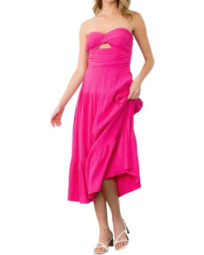 Thml Josie Bow Twist Dress - Pink