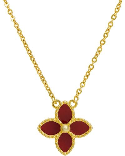 Savvy Cie Jewels 18k Gold Vermeil Mop Necklace - Red