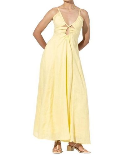 LUSANA Olivia Linen Maxi Dress - Yellow