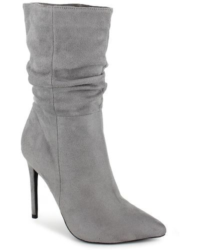 Xoxo Genevie Pull On Pointed Toe Booties - Gray