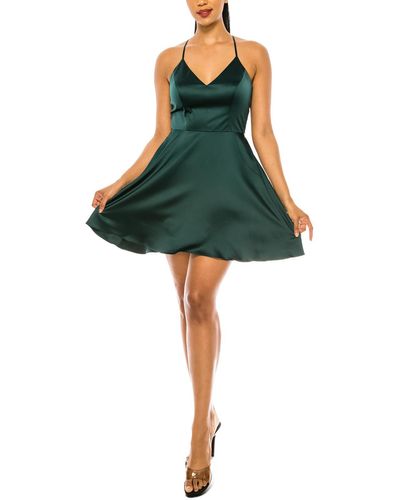 B Darlin Juniors Satin Lace Back Mini Dress - Green