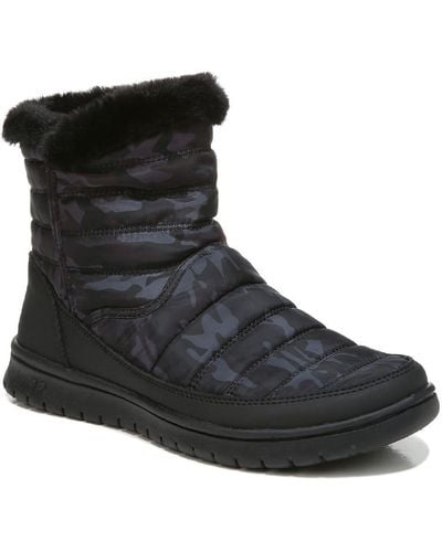 Ryka Suzy Ankle Shearling Boots - Black