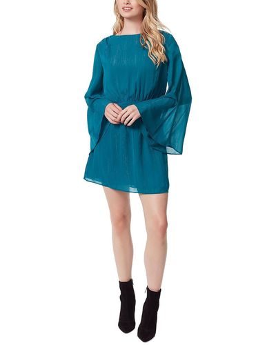 Jessica Simpson Amella Chiffon Metallic Fit & Flare Dress - Blue