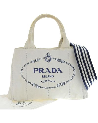 Prada Canapa Canvas Tote Bag (pre-owned) - Metallic