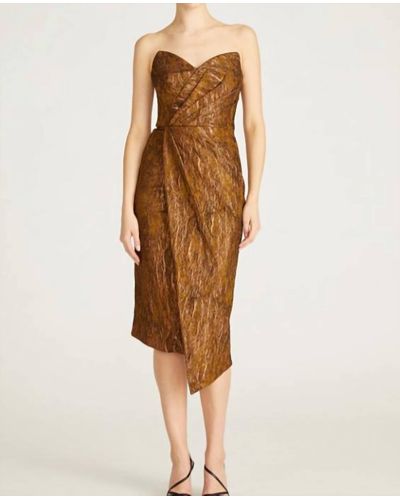 THEIA Macy Strapless Cocktail Dress - Brown
