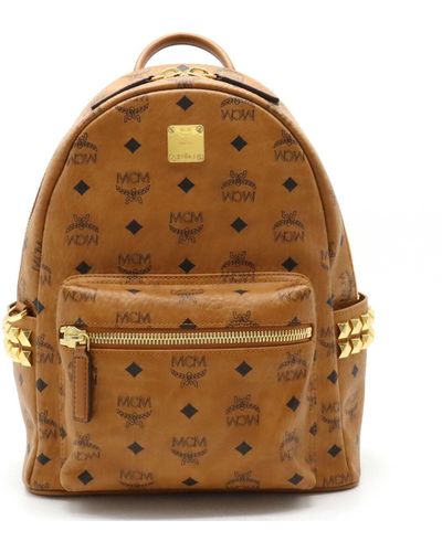 MCM Visetos Canvas Backpack Bag (pre-owned) - Brown