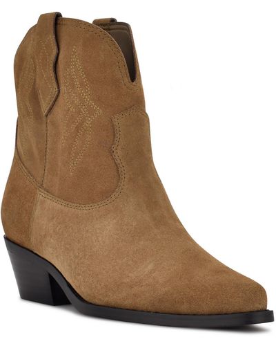 Nine West Leather Embroidered Cowboy - Brown