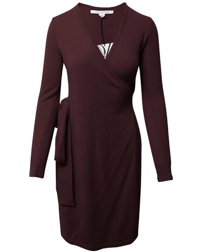 Diane von Furstenberg Linda Wrap Style Wool Cashmere Dress - Purple