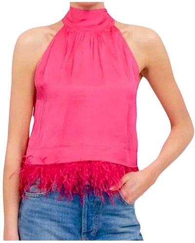 Central Park West Sylvie Marabou Sweep Top - Red