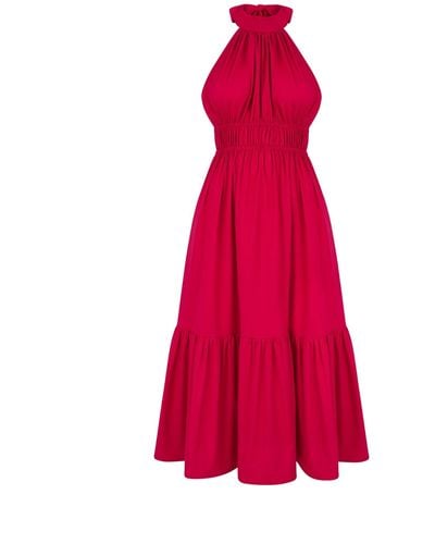 Monica Nera Harper Midi Halter Dress - Red