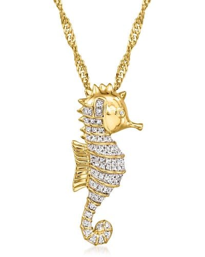 Ross-Simons Diamond Seahorse Pendant Necklace - Metallic
