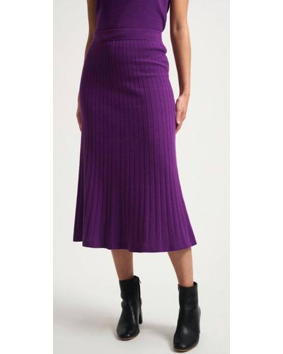 White + Warren Cotton Silk Ribbed A Line Skirt - Purple