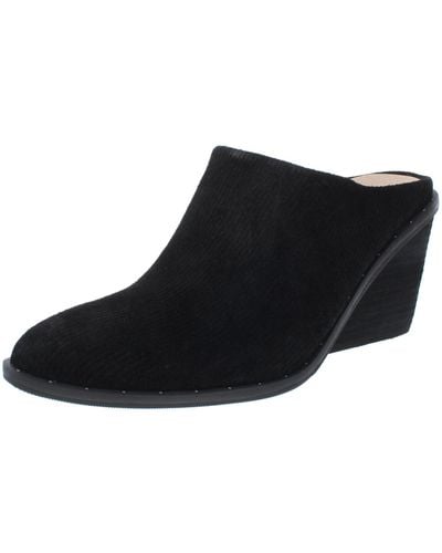 Dr. Scholls Maxwell Suede Almond Toe Mules - Black