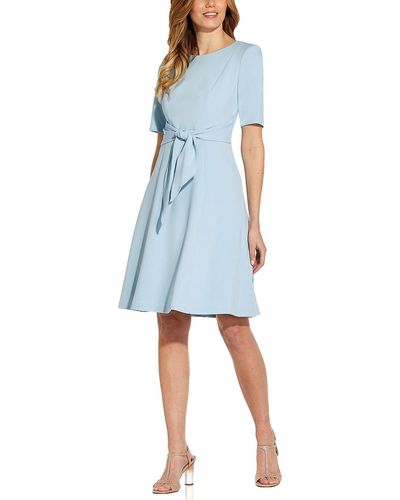 Adrianna Papell Tie Front Knee Fit & Flare Dress - Blue