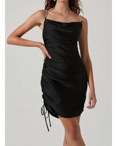 Astr Trista Satin Rhinestone Strap Mini Dress - Black