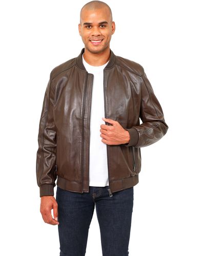 VELLAPAIS Caen Leather Jacket - Brown