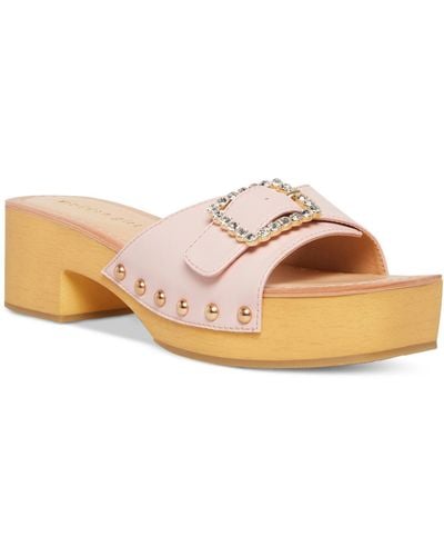 Madden Girl Anikka Faux Leather Rhinestone Slide Sandals - Pink
