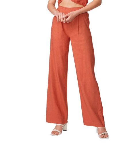 Monrow Linen Pleated Pants - Red