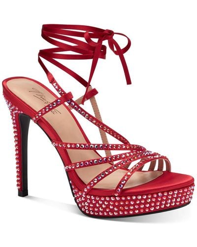 Thalia Sodi Chilly Satin Dressy Platform Sandals - Red