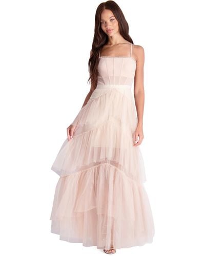 BCBGMAXAZRIA Oly Ruffled Corset Evening Dress - Pink