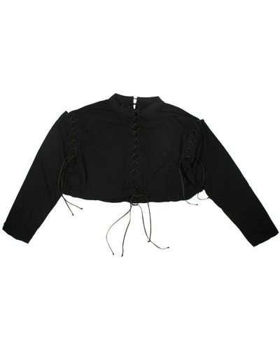 Unravel Project Jersey Lace Up T-shirt - Black
