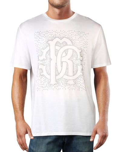 Roberto Cavalli Embellished Wide Neck Logo T-shirt - White
