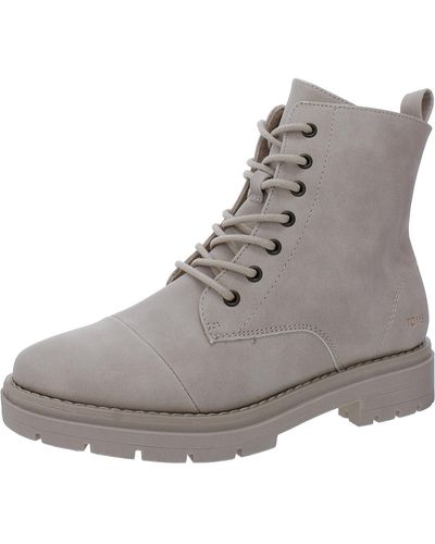 TOMS Alaya Faux Nubuck lugged Sole Combat & Lace-up Boots - Gray