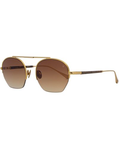 John Varvatos Semi-rimless Round Sunglasses V534 Gold Gold 50mm 534 - Brown