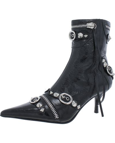 Jeffrey Campbell Pointed Toe Kitten Heel Ankle Boots - Black