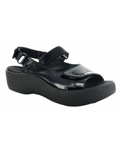 Wolky Jewel Sandal In Black Patent Leather