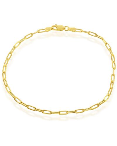 Simona Sterling Silver 2.8mm Paper Clip Anklet - Gold Plated - Metallic