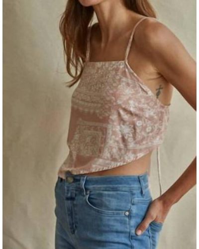 By Together Cropped Spaghetti Strap Tie Top - Natural