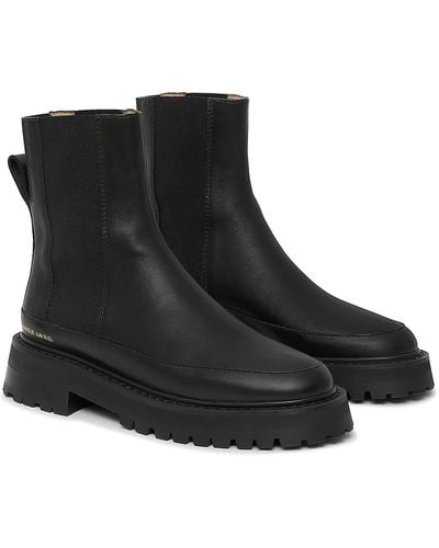 Mansur Gavriel Leather Pull On Chelsea Boots - Black