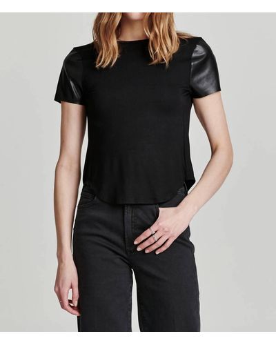Another Love Elodie Mixed Media Short Sleeve Top - Black