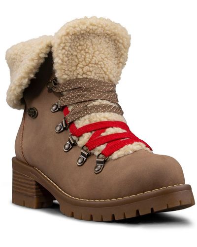Lugz Adore Faux Fur Lined Lug Sole Ankle Boots - Brown