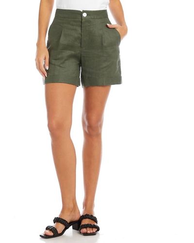 Karen Kane High Waist Pleated Shorts - Green