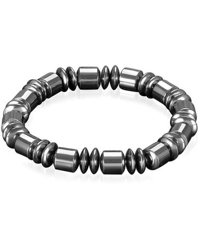 Crucible Jewelry Crucible Los Angeles Polished Magnetic Hematite Beads And Discs Stretch Bracelet (8mm Wide) - Black